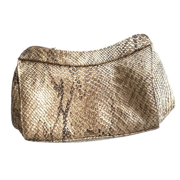 Jessica McClintock Snake Skin Shoulder Bag Double Chain Strap Leopard Interior - Picture 4 of 7